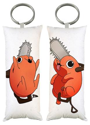 Брелок мини-дакимакура почита аниме человек-бензопила двухсторонний 4х10 см (br0398)