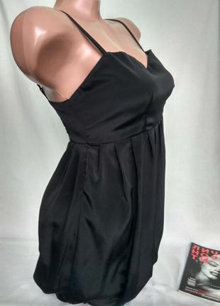 Нарядная удлиненная черная блуза / майка  на резинке , тонкие бретели р. m , от only2 фото