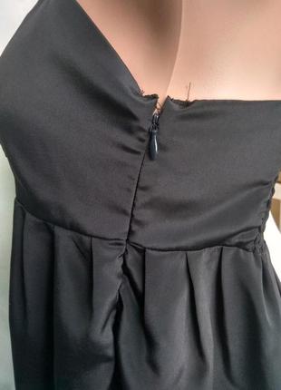 Нарядная удлиненная черная блуза / майка  на резинке , тонкие бретели р. m , от only5 фото