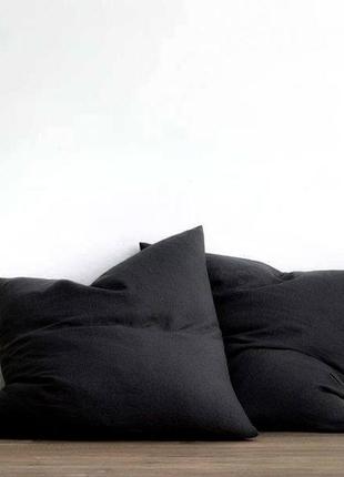 Черное хлопковое полуторное двуспальное евро семейное постельное белье3 фото