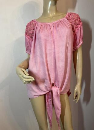 Рожева віскозна бутікова італійська блузка /s- m/