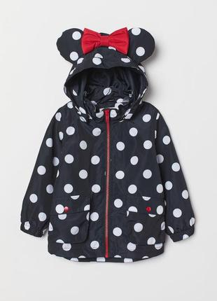 Фирменная легкая летняя куртка ветровка плащ h&m микки маус с ушками