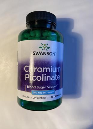 Swanson, chromium picolinate, 200 mcg, 200 capsules