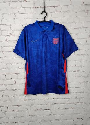 Чоловіча футболка майка футбольна збірна англія синя з логотипом nike england футбол1 фото