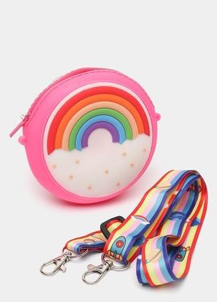 Сумочка-кошелек резиновая “радуга” розовая арт. c 50145 топ1 фото