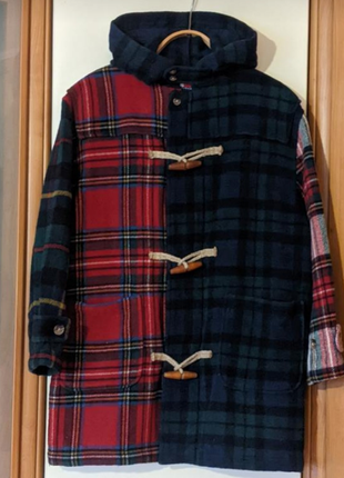 Tommi hilfiger шерстяное пальто дафлкот в стиле печворк