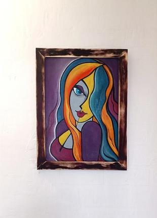 Картина "кокетство" -  авторская работа, размер 57/44 холст на оргалите,  акриловая роспись