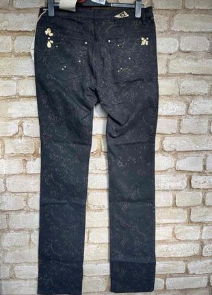 1, турецкие черные джинсы брюки с золотистыми  разводами sml сollection турция  размер 312 фото