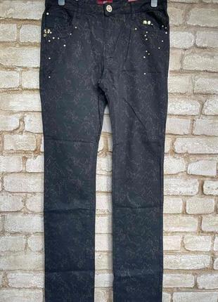 1, турецкие черные джинсы брюки с золотистыми  разводами sml сollection турция  размер 313 фото