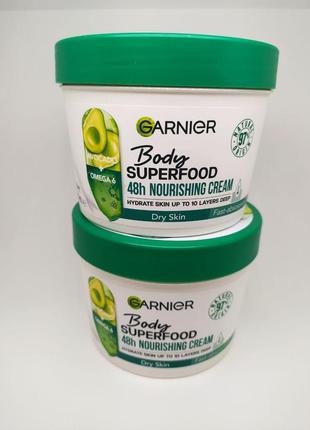 Питательный крем для тела для сухой и очень сухой кожи garnier body superfood avocado oil + omega 6