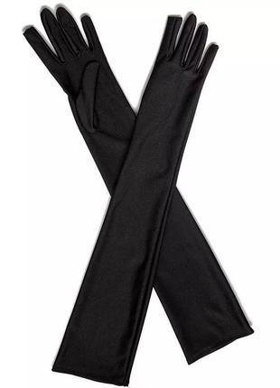 Перчатки черные атлас атласные винтаж винтажные ретро оперные высокие длинные выше локтя5 фото