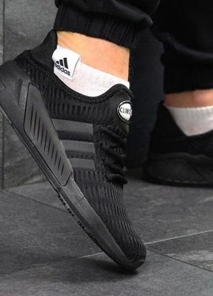 Кросівки чоловічі adidas climacool текстильні демісезонні темні кросівки в стилі адідас однотонні чорні