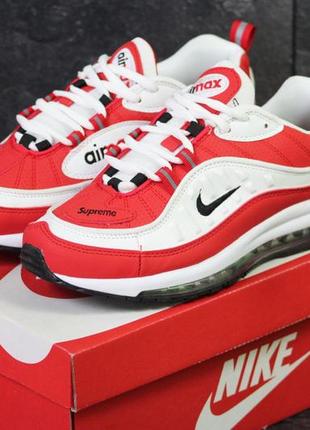 Чоловічі кросівки nike air max 98 яскраві молодіжні стильні крос в стилі найк під джинси червоно-білі