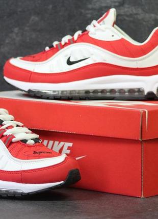 Чоловічі кросівки nike air max 98 яскраві молодіжні стильні крос в стилі найк під джинси червоно-білі2 фото