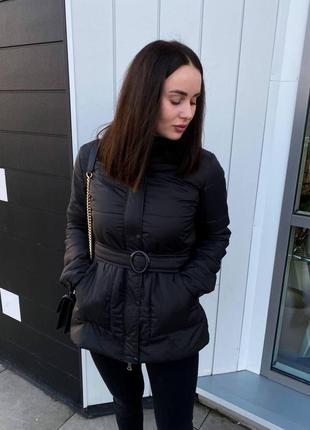 Подовжена жіноча куртка демісезонна тепла молодіжна якісна стильна чорна