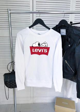 Світшоти жіночий levis на весну осінь з бавовни зі стильним принтом в білому кольорі