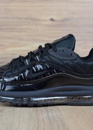 Повседневные женские кроссовки nike air max 98 supreme кожаные удобные практичные кросовки в стиле найк черные