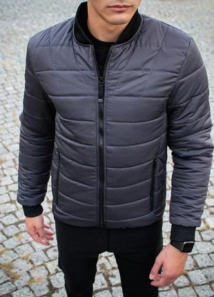 Бомбер чоловічий осінній стильний сірий куртка победов сірого кольору оригінал