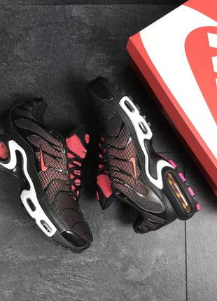 Кросівки чоловічі текстильні nike air max tn весняні кросівки в стилі найк зі щільної сітки чорні з рожевим4 фото