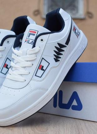 Белые мужские кеды fila turismo кожаные стильные удобные низкие кеды в стиле фила