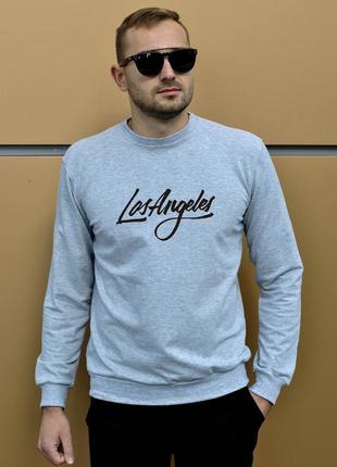 Чоловічий світшот los angeles 85% бавовна тонкий якісний стильний (сірий)