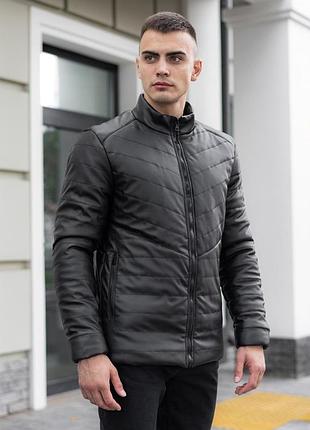 Куртка мужская pobedov матовая теплая из эко кожи черного цвета, оригинал