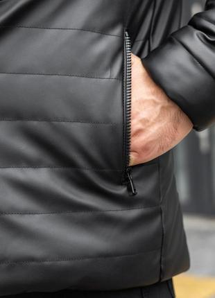 Куртка чоловіча pobedov матова тепла з еко шкіри, оригінал7 фото