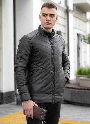 Куртка мужская pobedov матовая теплая из эко кожи черного цвета, оригинал