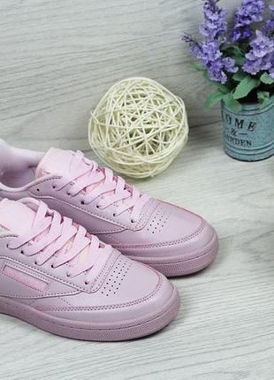 Кросівки жіночі reebok naked низькі шкіряні повсякденні кеди у стилі рибок рожевого кольору