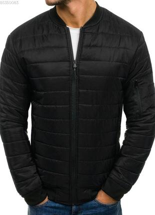 Мужская черная куртка манжет демисезонная курточка с карманом на рукаве
