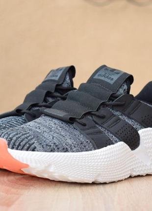 Кросівки чоловічі adidas prophere текстиль молодіжні стильні адідас сірі з білою підошвою3 фото