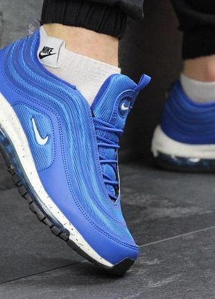 Кросівки чоловічі nike air max 97 текстильні повсякденні кросівки в стилі найк, блакитні з білою підошвою