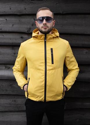 Мужская желтая куртка soft осенняя из плащевка канада премиум качества