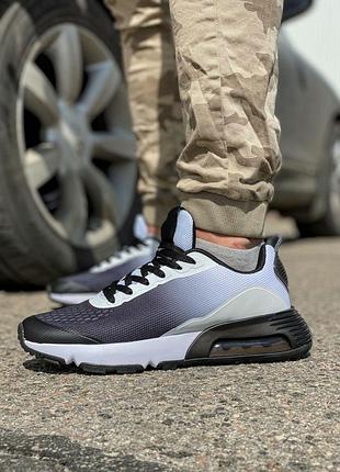 Черно-белые мужские кроссовки  из текстиля спортивные комфортные кроссовки черные с белым