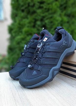 Чоловічі кросівки в стилі adidas swift terrex водонепроникні зручні кросівки чорного кольору