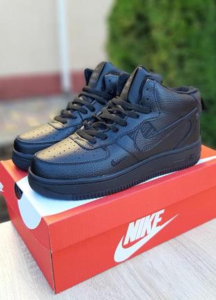 Чоловічі кеди у стилі nike air force 1 mid lv8 високі шкіряні кеди на хутрі