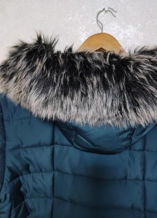 Куртка женская зимняя, пальто зимнее, пуховик сине-зеленая7 фото