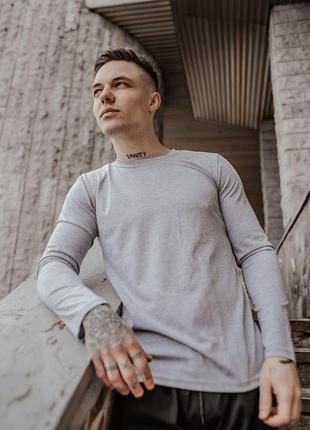 Чоловічий лонгслів сірий однотонний класичний  ⁇  чоловіча футболка з довгим рукавом зелена
