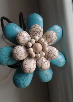 Браслет із натурального каменю — кам'яна квітка з бірюзи1 фото