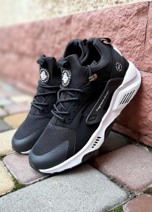 Отличные мужские кроссовки nike huarache fragment design чёрные с белым