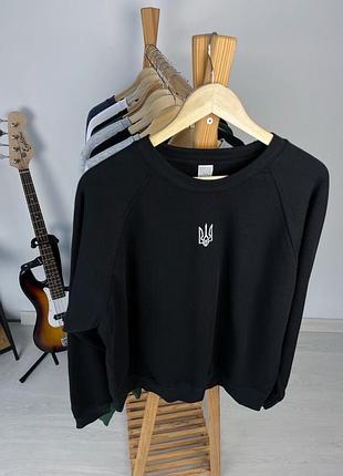 Чоловічий утеплений реглан з вишитим тризубом