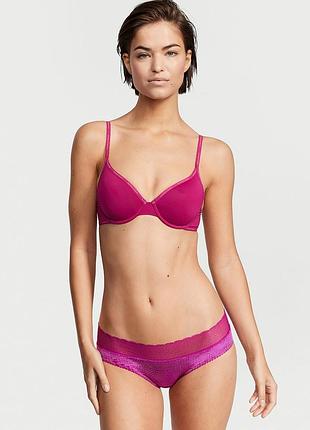 Велюровые трусики хипстеры с кружевом р.с,хл,ххл victoria's secret виктория сикрет вікторія сікрет оригинал