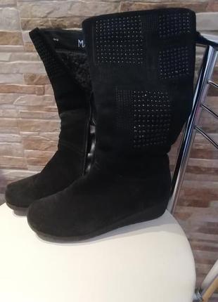 Замшеві сапожечки на натуральному цигейк 37 розмір