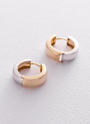 Золотые серьги - кольца без камней с052751 фото