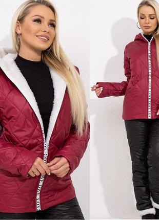 Женский теплый лыжный костюм штаны+куртка разные цвета ткань плащевка синтепон 150+овчина размер:42/44,46/485 фото