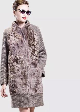 Кашемировое пальто шуба дубленка с натуральным мехом качественное шерстяное с наполнителем5 фото