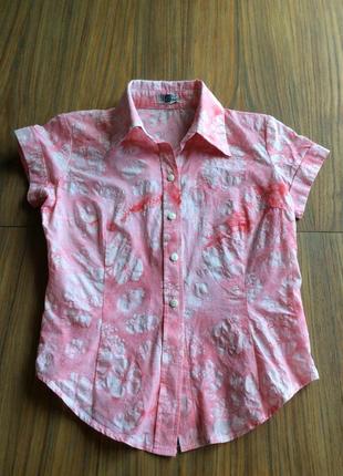 Блуза-сорочка з обробленого шовковистого бавовни з набивним малюнком3 фото