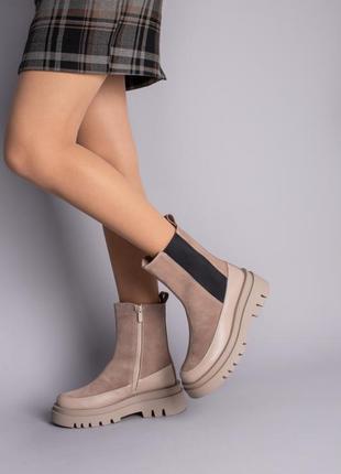 Бежеві черевики жіночі замшеві зимові2 фото