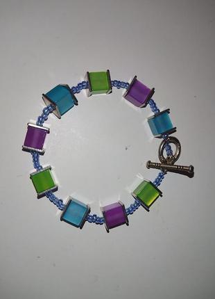 Жіночий браслет з різнокольоровими каменями размер 16-17