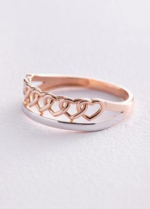 Золотое кольцо "сердечки" к070833 фото